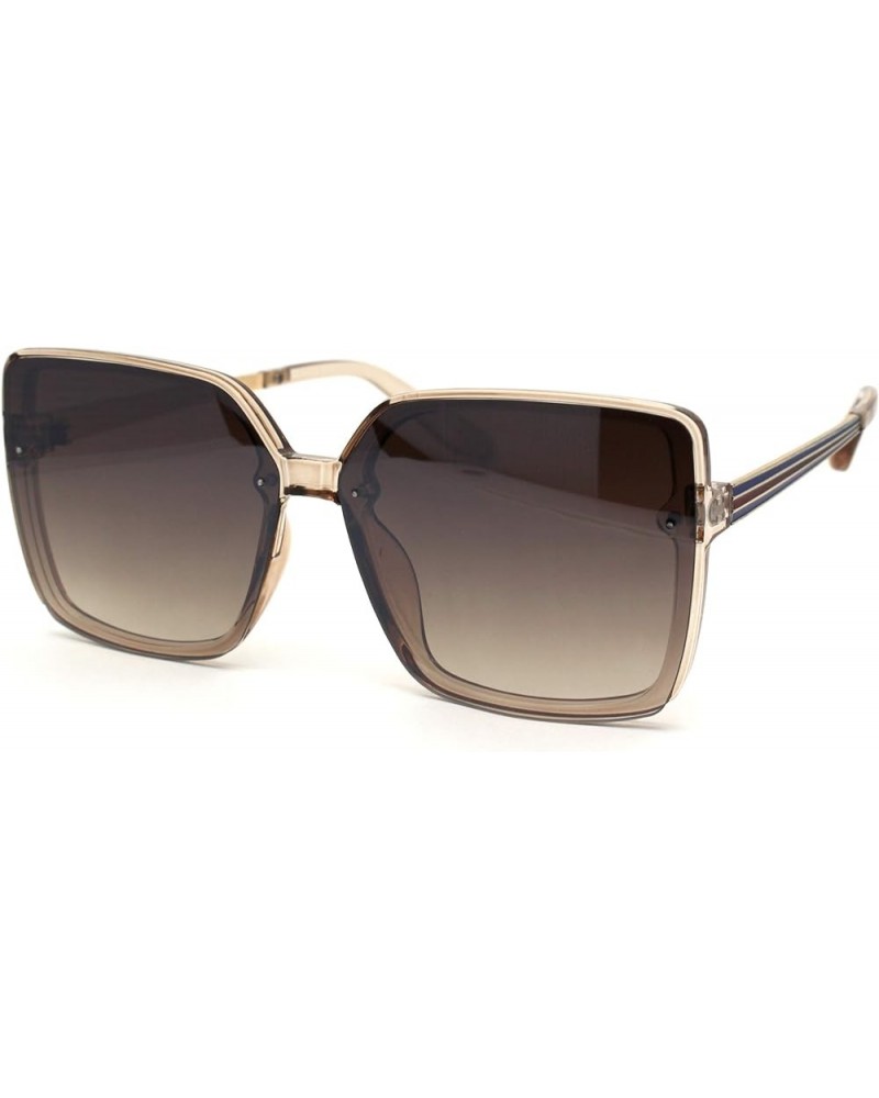 Womens Squared Rectangular Butterfly Plastic Designer Sunglasses Beige Brown $24.51 Designer