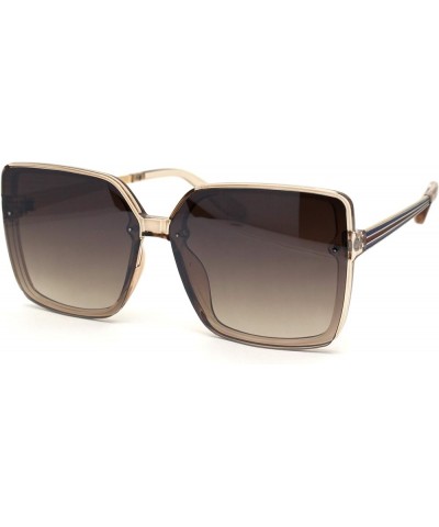 Womens Squared Rectangular Butterfly Plastic Designer Sunglasses Beige Brown $24.51 Designer