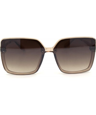 Womens Squared Rectangular Butterfly Plastic Designer Sunglasses Beige Brown $24.51 Designer