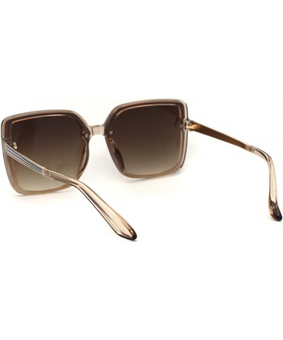 Womens Squared Rectangular Butterfly Plastic Designer Sunglasses Beige Brown $24.51 Designer