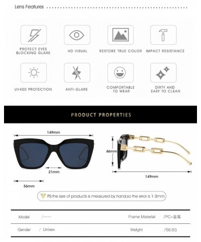 Square Large Frame Fashion Sunglasses for Men and Women (Color : D, Size : Medium) Medium A $19.74 Designer