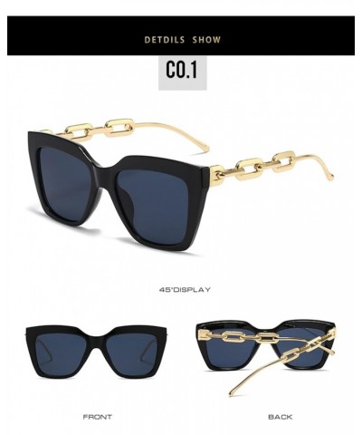 Square Large Frame Fashion Sunglasses for Men and Women (Color : D, Size : Medium) Medium A $19.74 Designer