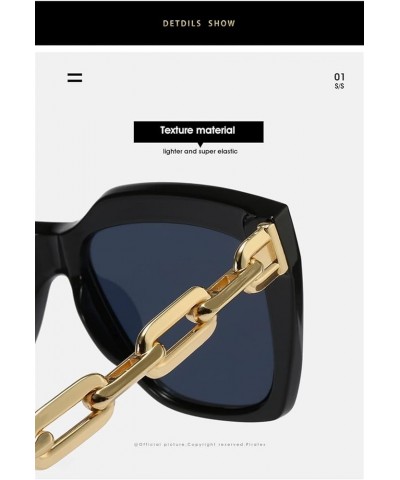 Square Large Frame Fashion Sunglasses for Men and Women (Color : D, Size : Medium) Medium A $19.74 Designer