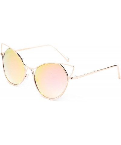 Newbee Fashion - Kyra Oversized Round Loop Design Hoops Fashion Sunglasses for Women Gold/Pink Pink $8.15 Wayfarer