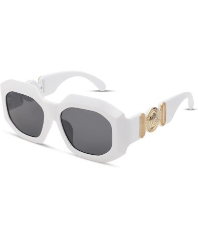 Vintage Oversized Square Sunglasses for Women,Retro Fashion Sun Glasses UV400 Protection White/Grey $5.69 Square