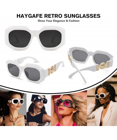 Vintage Oversized Square Sunglasses for Women,Retro Fashion Sun Glasses UV400 Protection White/Grey $5.69 Square