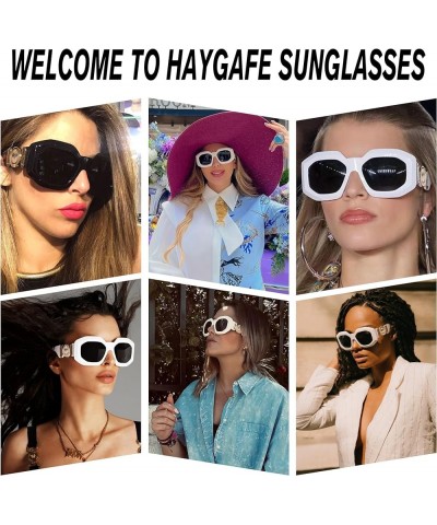 Vintage Oversized Square Sunglasses for Women,Retro Fashion Sun Glasses UV400 Protection White/Grey $5.69 Square