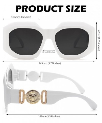 Vintage Oversized Square Sunglasses for Women,Retro Fashion Sun Glasses UV400 Protection White/Grey $5.69 Square