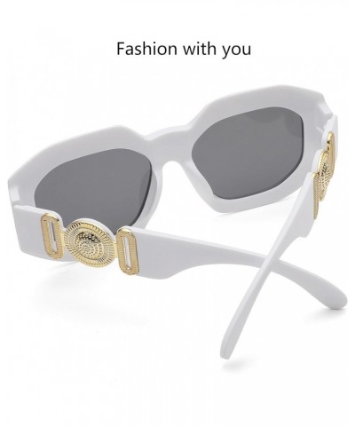 Vintage Oversized Square Sunglasses for Women,Retro Fashion Sun Glasses UV400 Protection White/Grey $5.69 Square