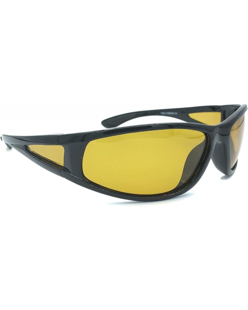 Night Driving Yellow Lens Polarized Sport Sunglasses for men or women 100% UVA/UVB Black $10.36 Sport