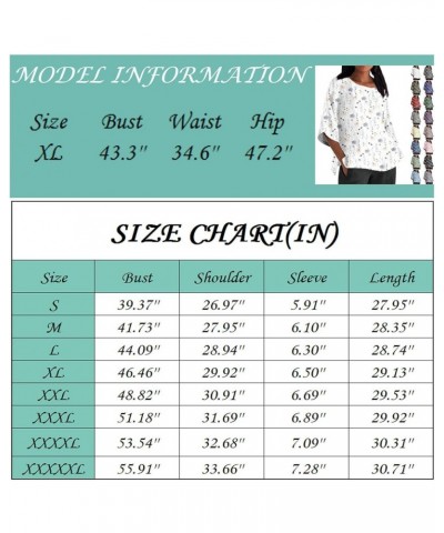 Women Summer Tops 2024 Round Neck 3/4 Length Sleeve T Shirt Floral Printed Resort Wear Lightweight Blouses 4-khaki $11.79 Des...