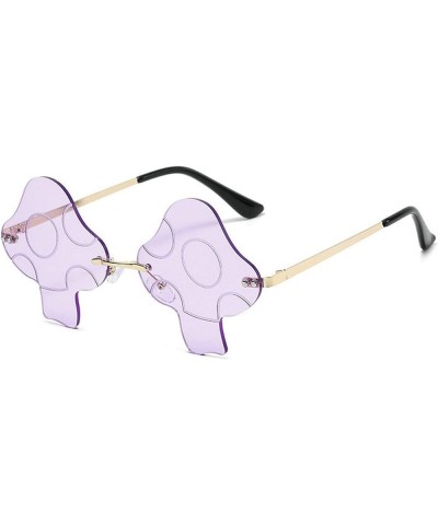 Fashion Unique Irregular Rimless Women Sunglasses Retro Clear Ocean Lens Shades UV400 Men Sun Glasses Light Purple $9.87 Rimless