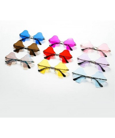 Fashion Unique Irregular Rimless Women Sunglasses Retro Clear Ocean Lens Shades UV400 Men Sun Glasses Light Purple $9.87 Rimless