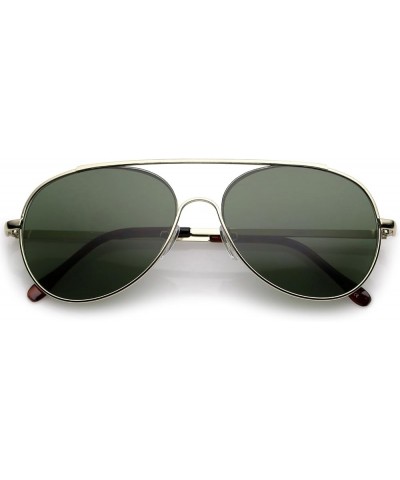 Classic Crossbar Slim Metal Arms Teardrop Lens Aviator Sunglasses 55mm Gold / Green $9.59 Aviator