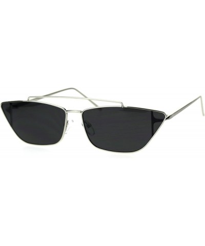 Womens Metal Rim Rectangular Cat Eye Retro Double Bridge Sunglasses Silver Black $10.99 Cat Eye