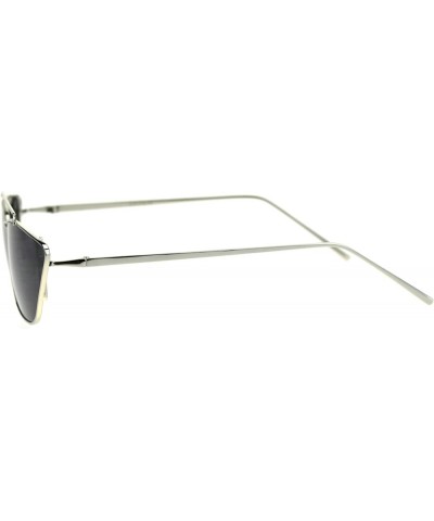 Womens Metal Rim Rectangular Cat Eye Retro Double Bridge Sunglasses Silver Black $10.99 Cat Eye