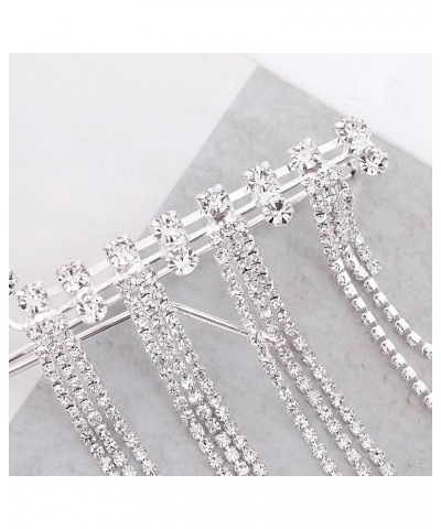 No Lens Diamond Decor Half Glasses Frame Retro Crystal Metal V Frame Eyeglasses Without Lens Rhinestone Long Chain Silver $12...