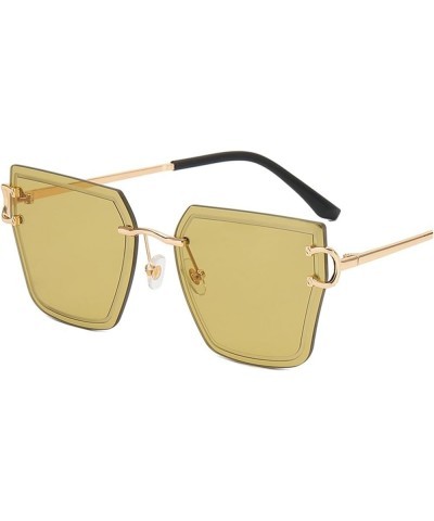 Frameless Fashion Metal Large Frame Vacation Woman Sunglasses D $15.54 Designer