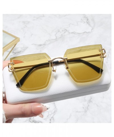 Frameless Fashion Metal Large Frame Vacation Woman Sunglasses D $15.54 Designer