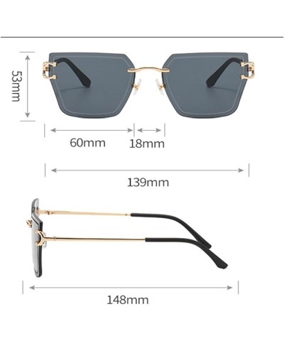 Frameless Fashion Metal Large Frame Vacation Woman Sunglasses D $15.54 Designer