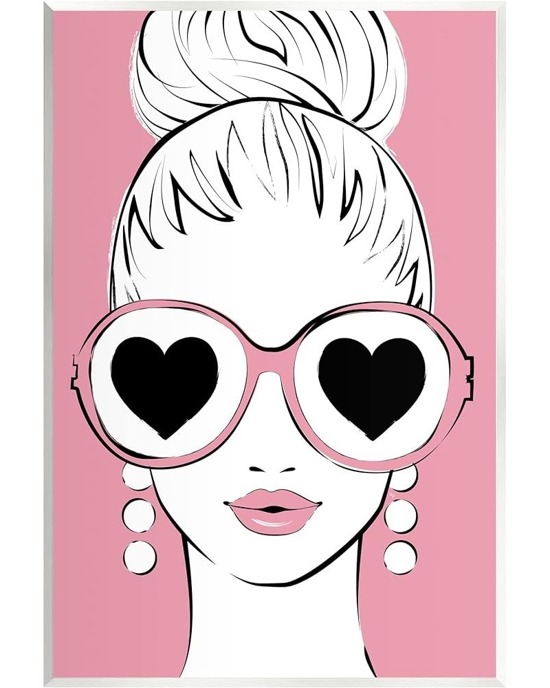 Fashionable Woman Heart Sunglasses Pink Glam Drawing Wood Wall Art, Design By Martina Pavlova 10 x 15 Wall Plaque $17.41 Rect...