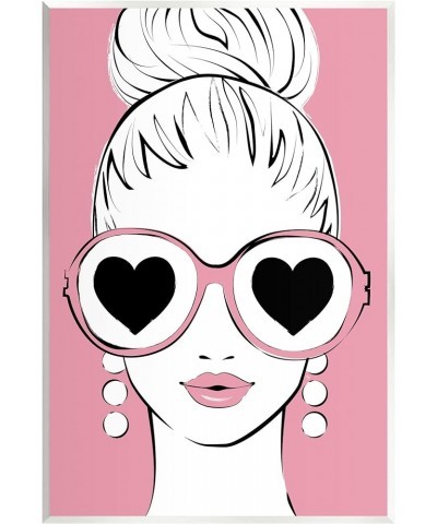 Fashionable Woman Heart Sunglasses Pink Glam Drawing Wood Wall Art, Design By Martina Pavlova 10 x 15 Wall Plaque $17.41 Rect...