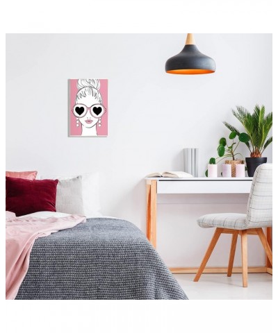 Fashionable Woman Heart Sunglasses Pink Glam Drawing Wood Wall Art, Design By Martina Pavlova 10 x 15 Wall Plaque $17.41 Rect...