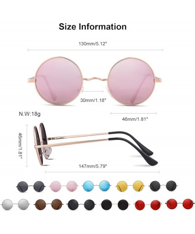 Retro Small Round Polarized Sunglasses for Women Men Vintage Metal Circle Frame Tint Lens Glasses Gold Frame/Pink Lens $8.27 ...