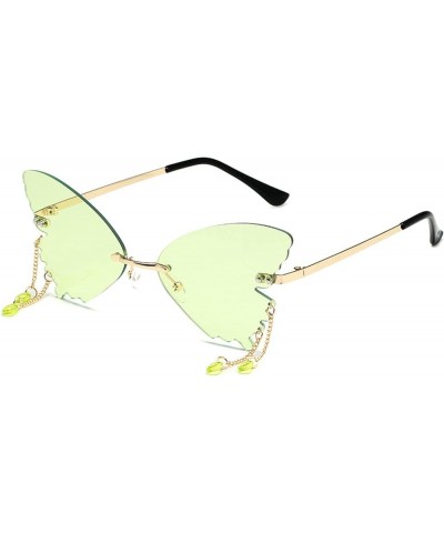 Tassel Pendant Butterfly Sunglasses For Women's Transparent Candy Party Rimless Glasses 2pcs-navy Purple&green $11.31 Butterfly