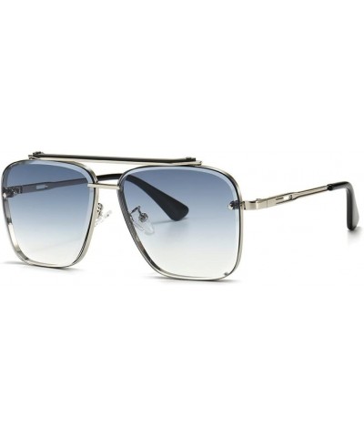 Style Gradient Sunglasses Cool Men Vintage Sun Glasses Oculos De Sol C2 Silver Blue $24.19 Rectangular