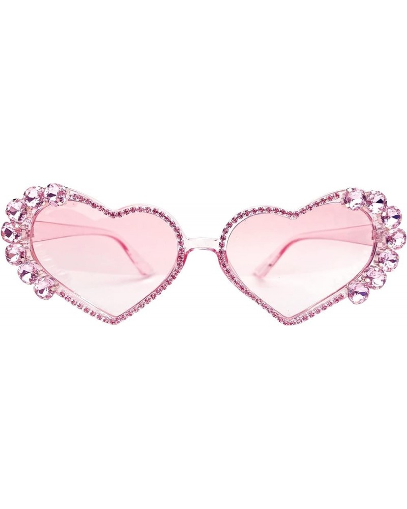 Diamond Heart Shaped Sunglasses for Women Vintage Rhinestone Sunglasses Bride Bridesmaid bling Party Glasses UV400 Pink $10.1...