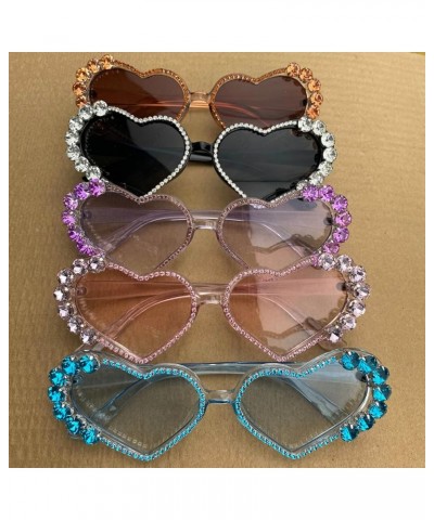 Diamond Heart Shaped Sunglasses for Women Vintage Rhinestone Sunglasses Bride Bridesmaid bling Party Glasses UV400 Pink $10.1...