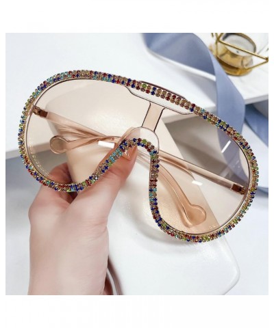 Oversized One Piece Sunglasses For Women Men Fashion Rhinestone Sun Glasses Large Frame Diamond Eyewear UV400 Shield Goggles ...