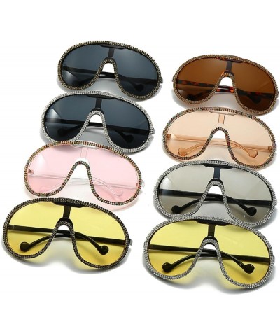 Oversized One Piece Sunglasses For Women Men Fashion Rhinestone Sun Glasses Large Frame Diamond Eyewear UV400 Shield Goggles ...