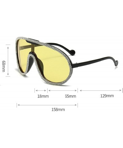 Oversized One Piece Sunglasses For Women Men Fashion Rhinestone Sun Glasses Large Frame Diamond Eyewear UV400 Shield Goggles ...