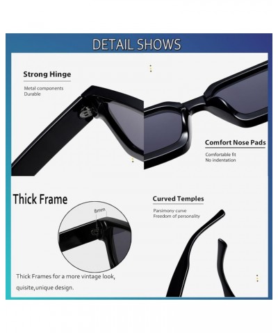 Thick Square Frame Sunglasses for Women Men Retro Chunky Rectangle Sun Glasses Fashion Black Shades A7 Tortoise Frame/Grey Le...