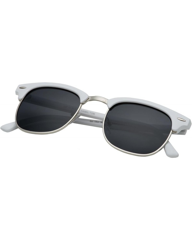 Polarized Hamilton Premium Club Half Frame Horn Rimmed Sunglasses White $11.20 Oval