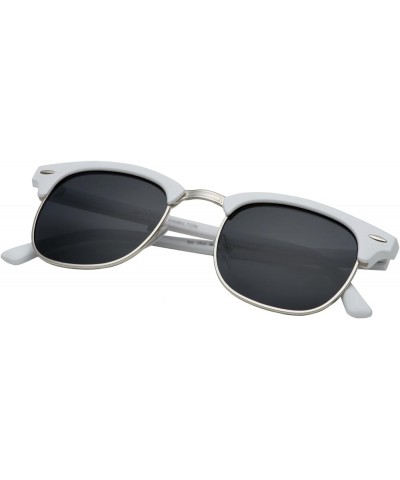 Polarized Hamilton Premium Club Half Frame Horn Rimmed Sunglasses White $11.20 Oval