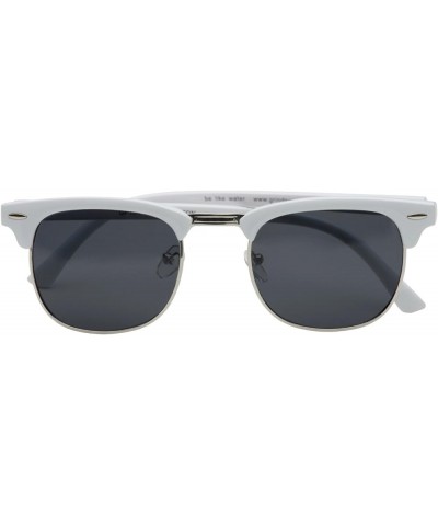 Polarized Hamilton Premium Club Half Frame Horn Rimmed Sunglasses White $11.20 Oval