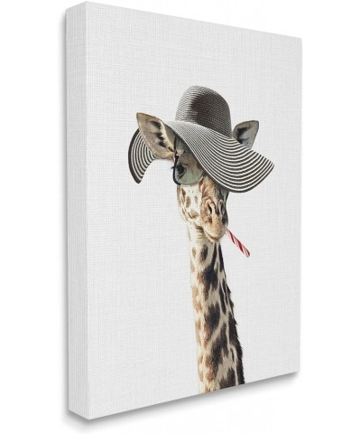 Trendy Giraffe Striped Sun Hat Sunglasses Portrait, Design by Tai Prints, 24 x 30, Off-White Gallery Wrapped Canvas 30 x 40 $...