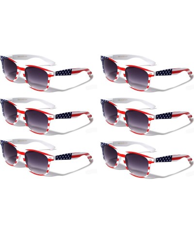 6 Pairs Of USA American Flag Print Sunglasses - Patriotic - Sun Protection 6 White $15.07 Aviator