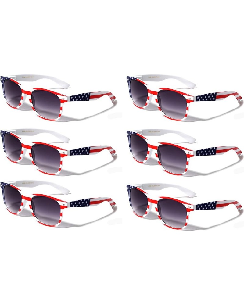 6 Pairs Of USA American Flag Print Sunglasses - Patriotic - Sun Protection 6 White $15.07 Aviator