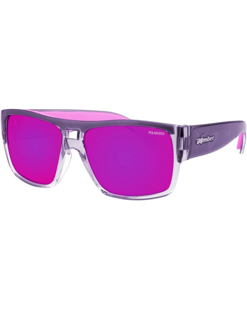 Sunglasses for Women with two Tone Crystal Smoke Frame with Pink Polarized Mirror Lens Non Slip Pink Foam Lining- IRE114PMPF ...