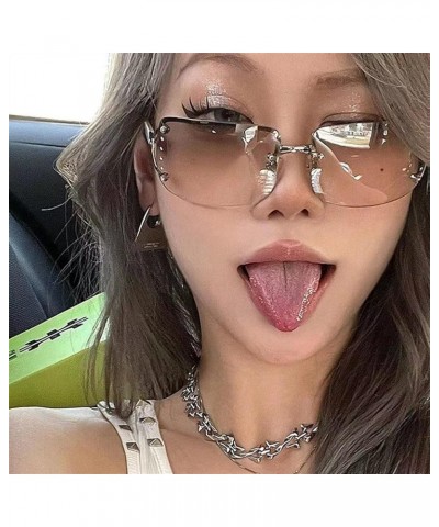 Rimless Square Men and Women Sunglasses Vacation Beach Decorative Sunglasses Gift (Color : C, Size : 1) 1 D $16.14 Square