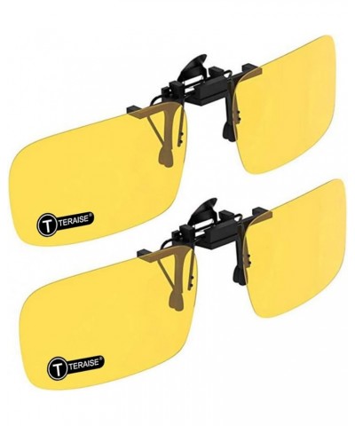 Polarized Clip on Sunglasses Over Prescription Glasses Anti-Glare UV400 for Men Women Driving Travelling Outdoor 2pcs Yellow+...