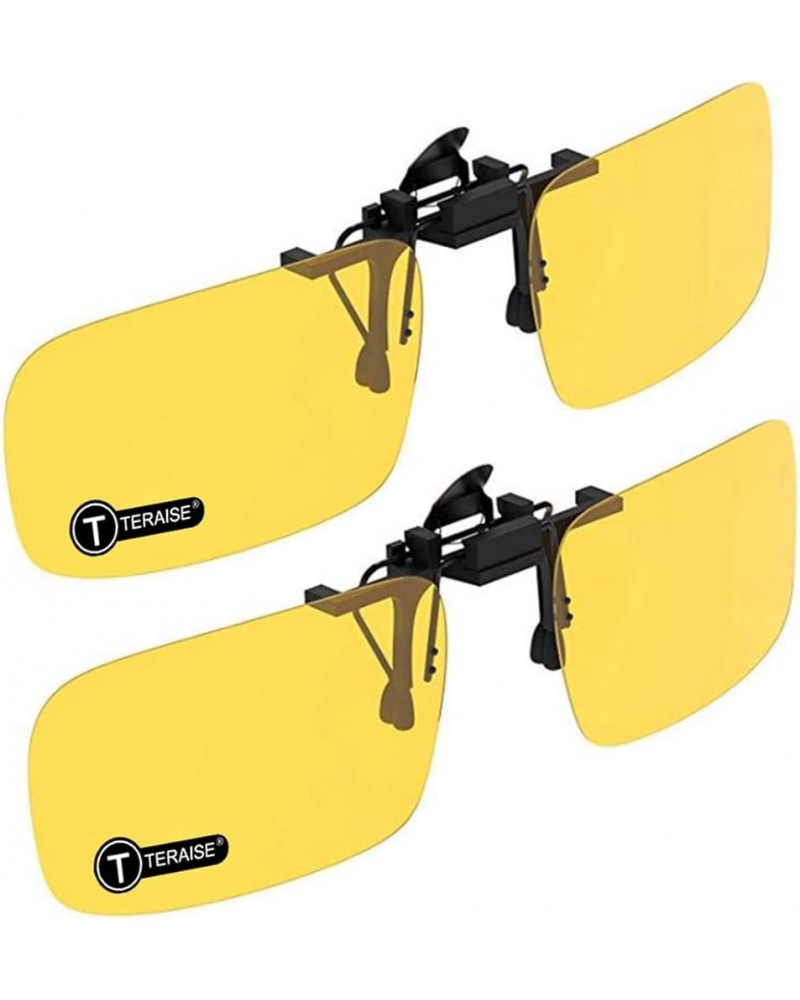 Polarized Clip on Sunglasses Over Prescription Glasses Anti-Glare UV400 for Men Women Driving Travelling Outdoor 2pcs Yellow+...