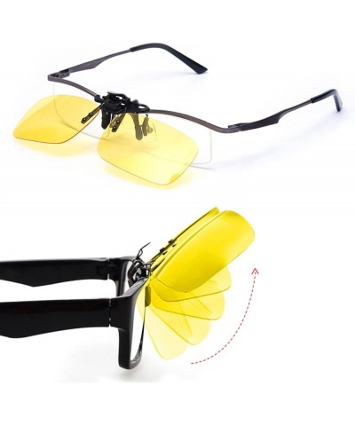 Polarized Clip on Sunglasses Over Prescription Glasses Anti-Glare UV400 for Men Women Driving Travelling Outdoor 2pcs Yellow+...