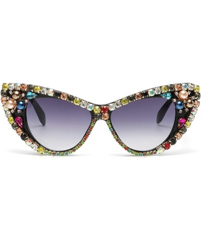 Oversized Diamond Sunglasses Women Fashion Cat Eye Rhinestone Sunglasses Crystal Jeweled Frame Costume Party Eyewear Blue $11...