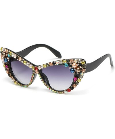 Oversized Diamond Sunglasses Women Fashion Cat Eye Rhinestone Sunglasses Crystal Jeweled Frame Costume Party Eyewear Blue $11...