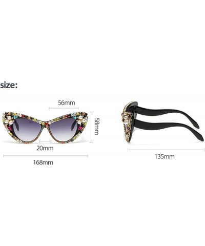 Oversized Diamond Sunglasses Women Fashion Cat Eye Rhinestone Sunglasses Crystal Jeweled Frame Costume Party Eyewear Blue $11...